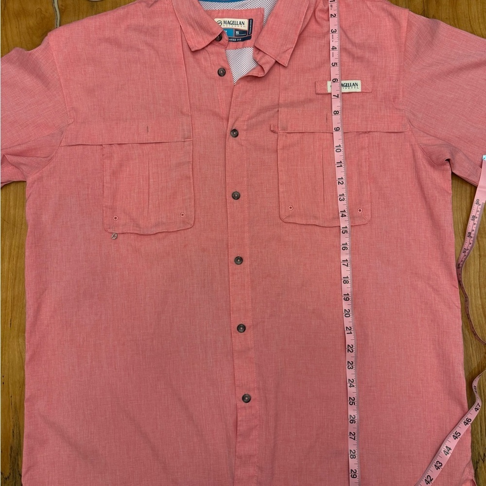 Magellan Fish Gear Button Down Shirt XL Coral Short Sleeve Fishing Outdoor Light - Picture 3 of 11